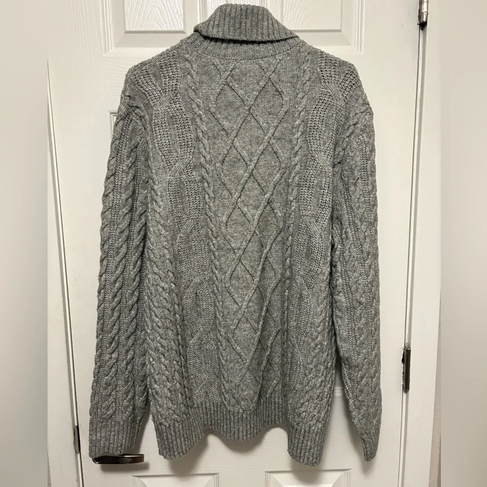*Express Men’s Heather Gray Cable Knit Wool Blend Turtleneck XL Sweater #IH